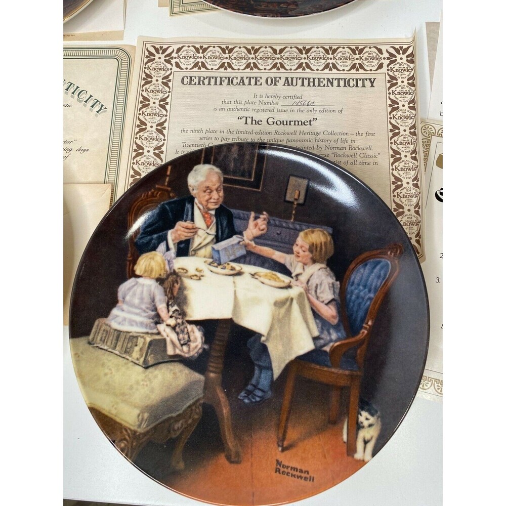 Vintage Set of 6 Norman Rockwell 9 inch Decorative Plates First Issue Vintage - Picture 11 of 12